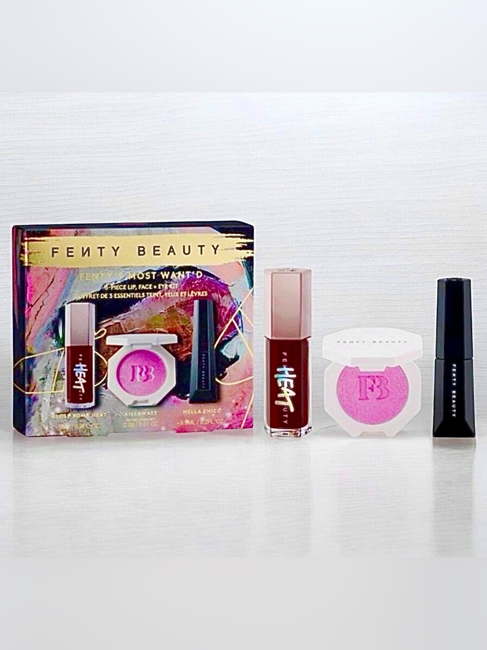 Fenty Beauty Fenty's Most Want'd 3-Piece Lip, Face + Eye Kit Lmt Ed. NIB